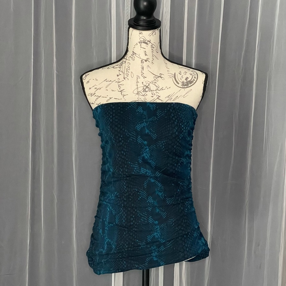 Express Women’s teal and clack snake skin tube top